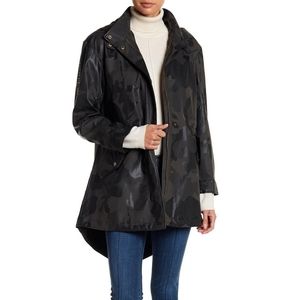 Leather Camo Rain Jacket bcbg trench coat